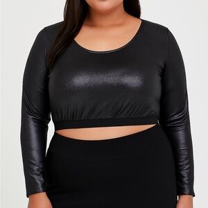 Torrid Curve Long Sleeve Black Shimmer‎ Crop Top – Size 2 (2X)
